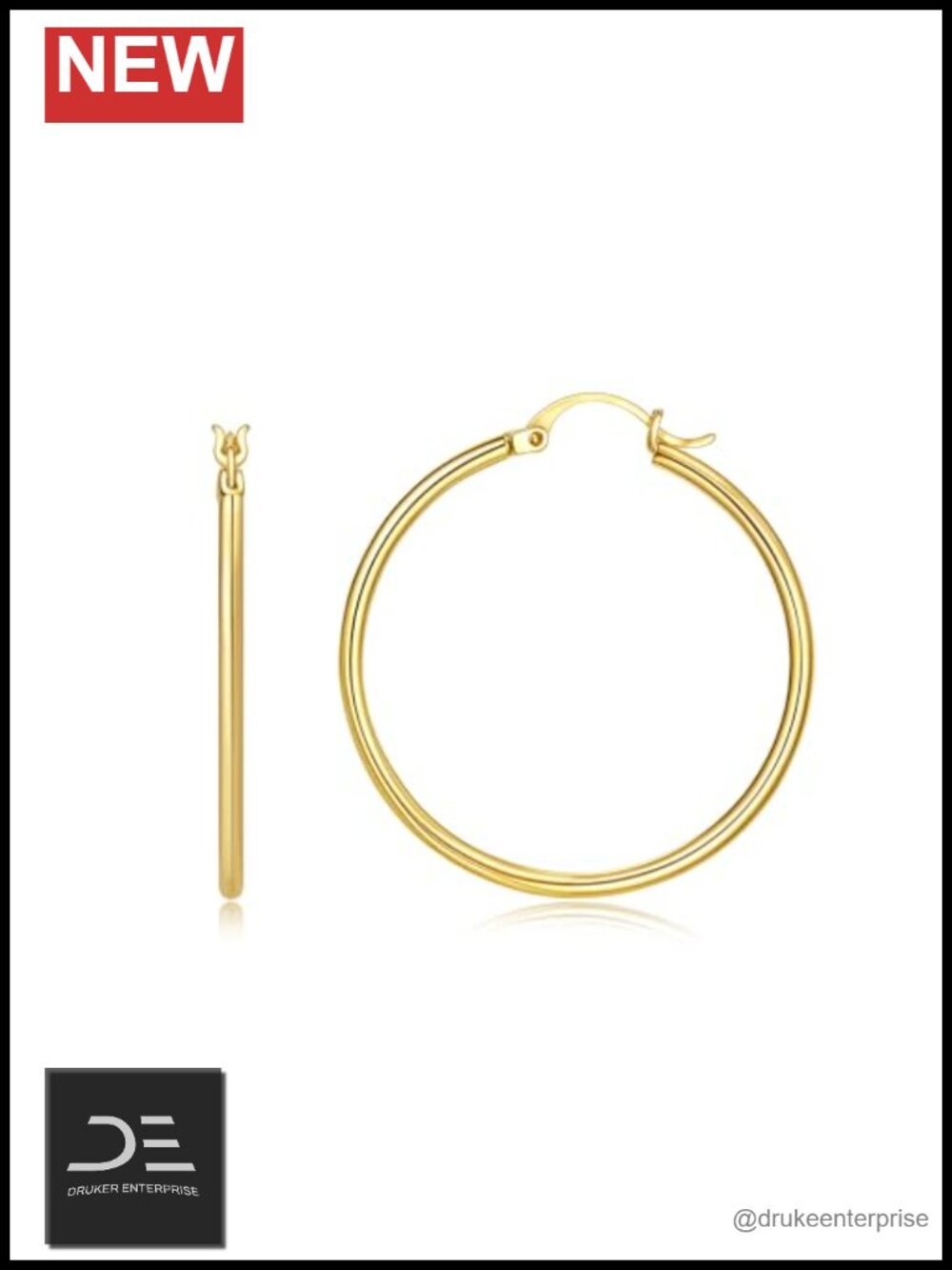 14k Yellow Gold Hoop Earrings Women Solid Real Gold Piercing 2mm Thick